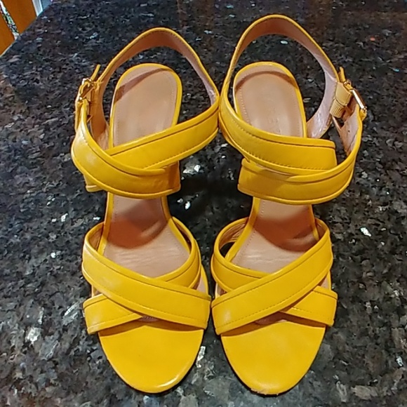 J. Crew Shoes - J.Crew Yellow Leather Wedge Sandals - Size 9.5
